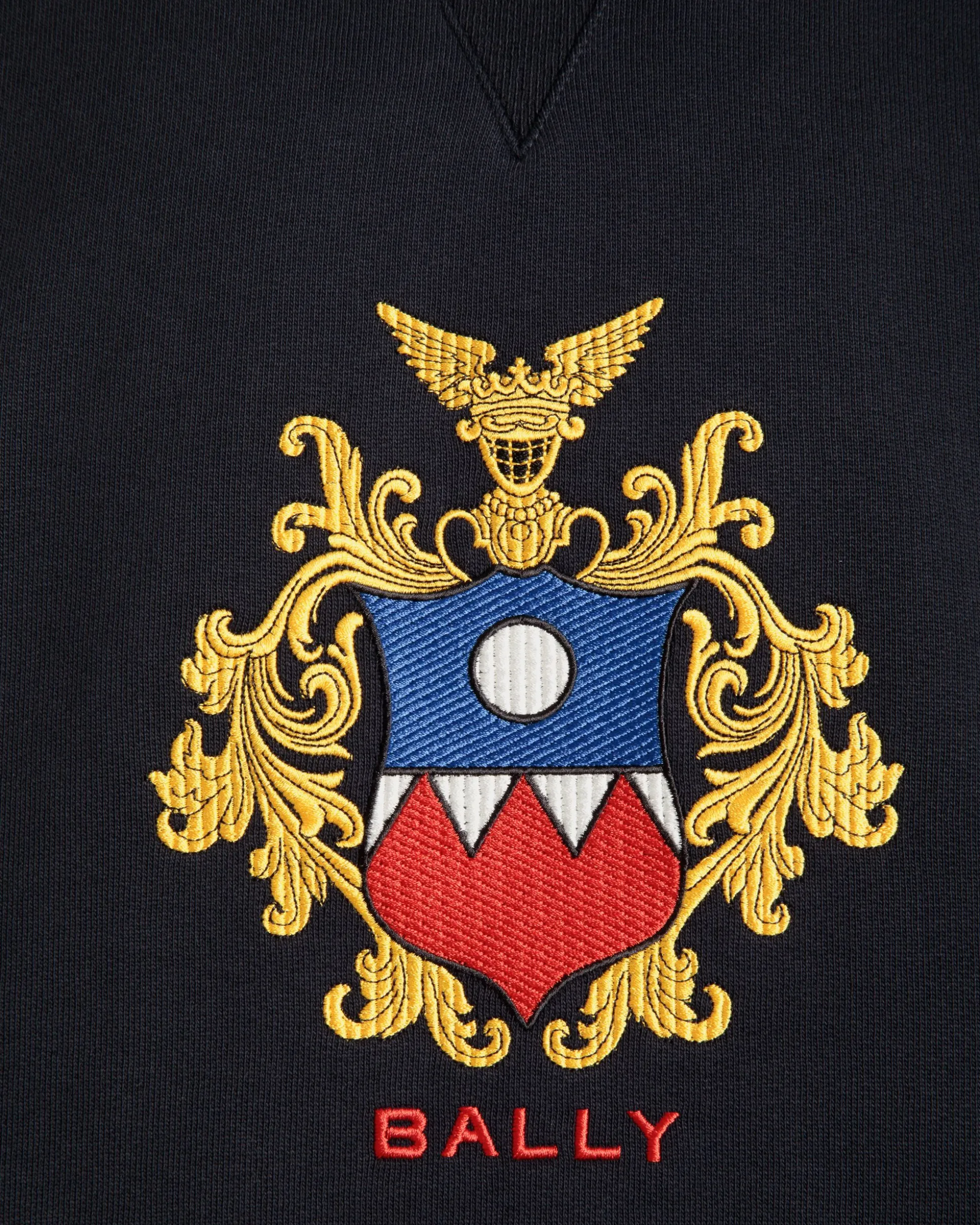 Hoodie With Bally Crest Logo In Navy Blue Cotton