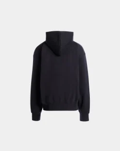 Hoodie With Bally Crest Logo In Navy Blue Cotton