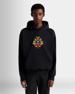 Hoodie With Bally Crest Logo In Navy Blue Cotton