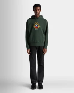 Hoodie With Bally Crest Logo In Bottle Green Cotton