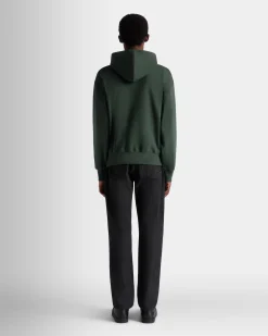 Hoodie With Bally Crest Logo In Bottle Green Cotton