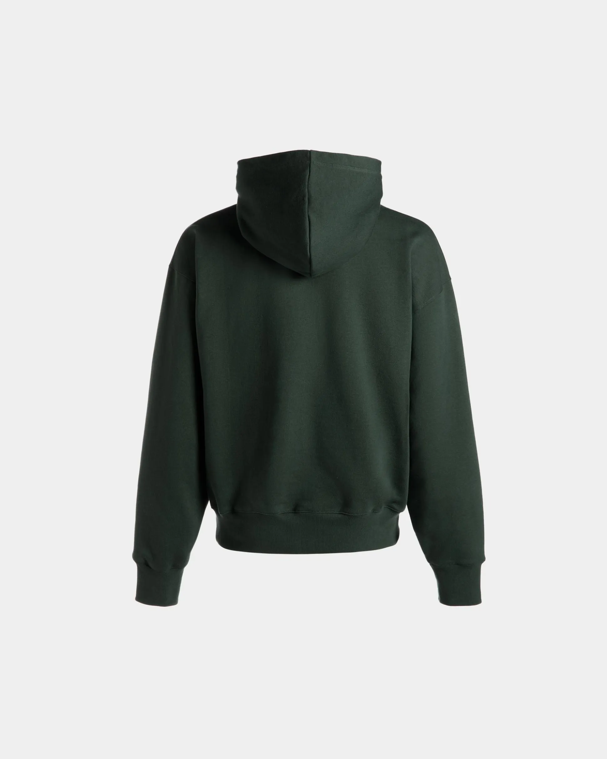 Hoodie With Bally Crest Logo In Bottle Green Cotton