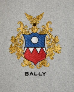 Hoodie With Bally Crest Logo In Grey Melange Cotton