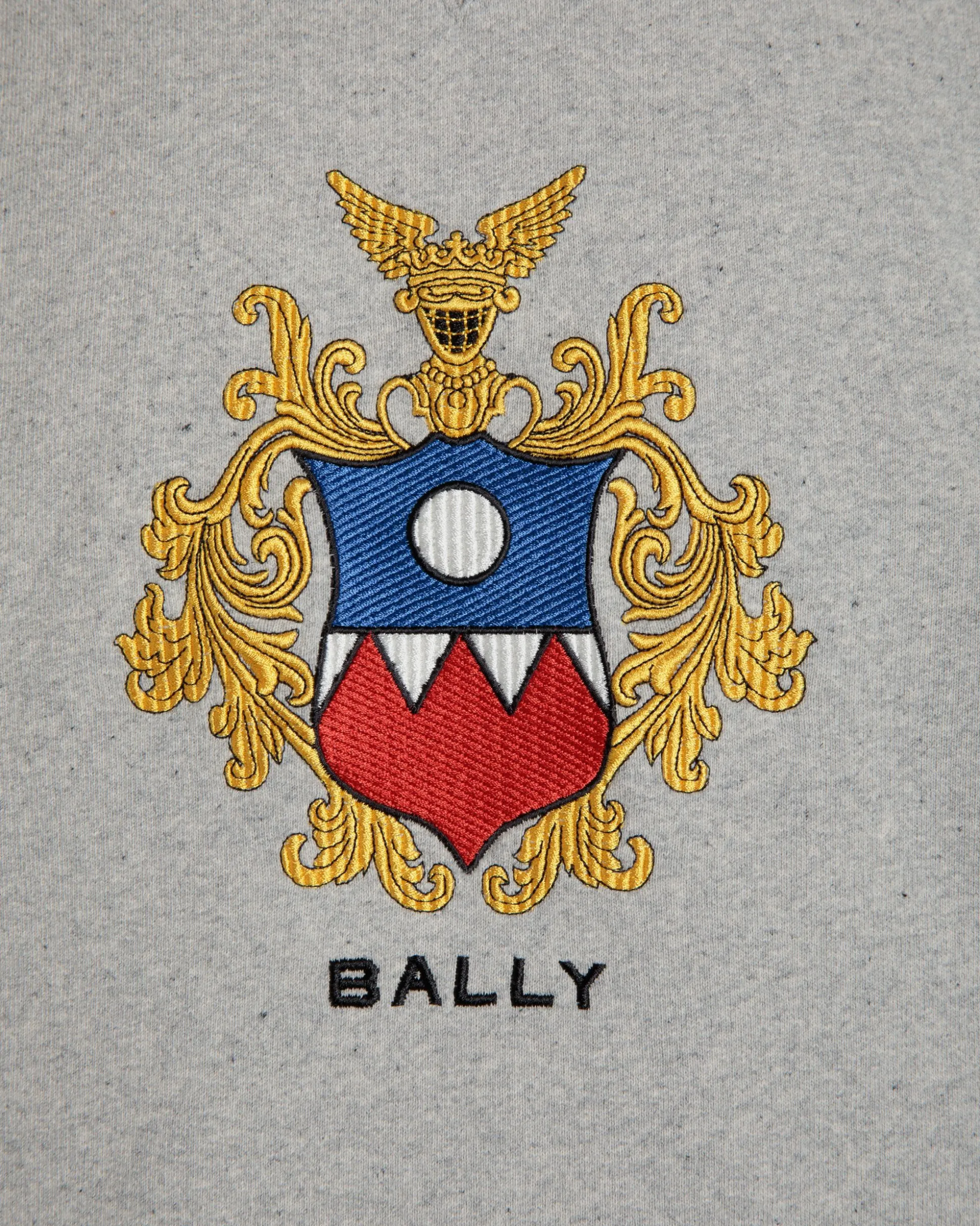 Hoodie With Bally Crest Logo In Grey Melange Cotton