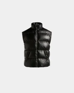 2-in-1 Puffer Jacket in Black Leather