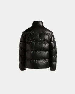 2-in-1 Puffer Jacket in Black Leather