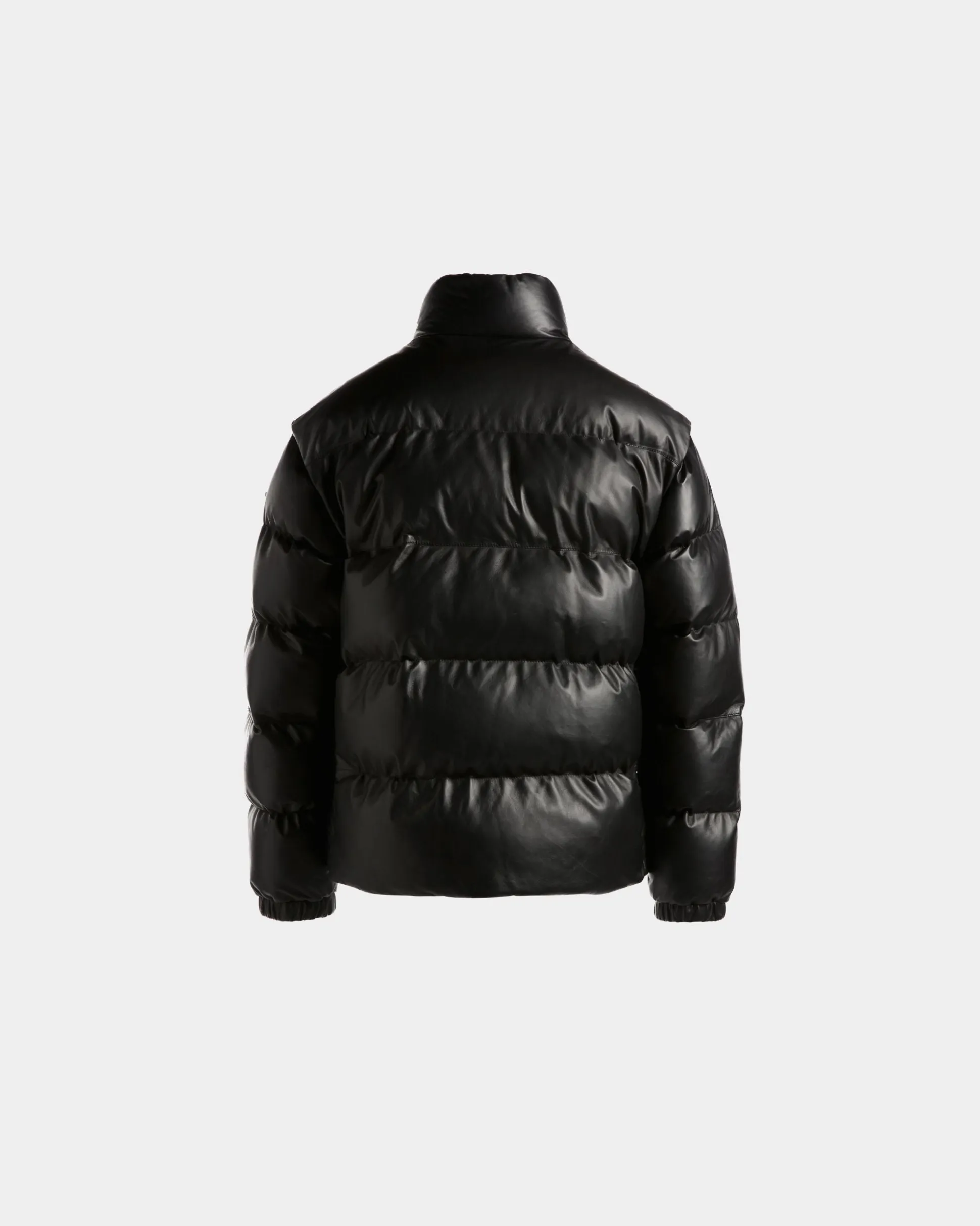 2-in-1 Puffer Jacket in Black Leather