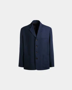 Jacket in Navy Blue Linen