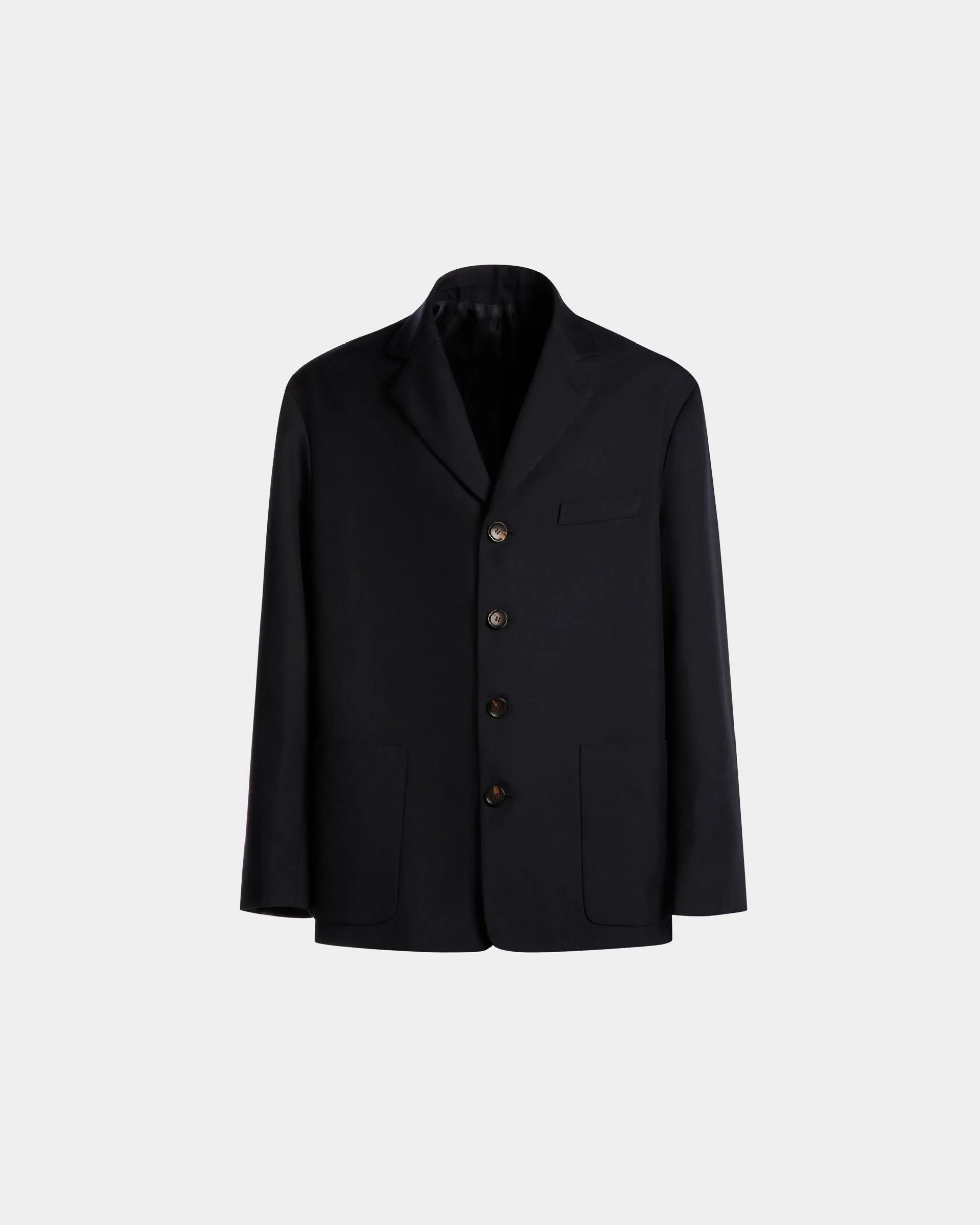 Jacket in Navy Blue Wool Blend