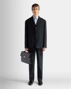 Jacket in Navy Blue Wool Blend