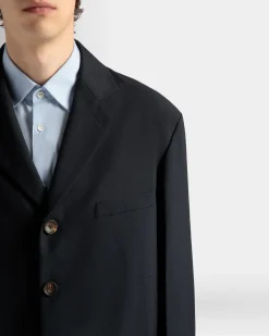 Jacket in Navy Blue Wool Blend