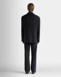 Jacket in Navy Blue Wool Blend