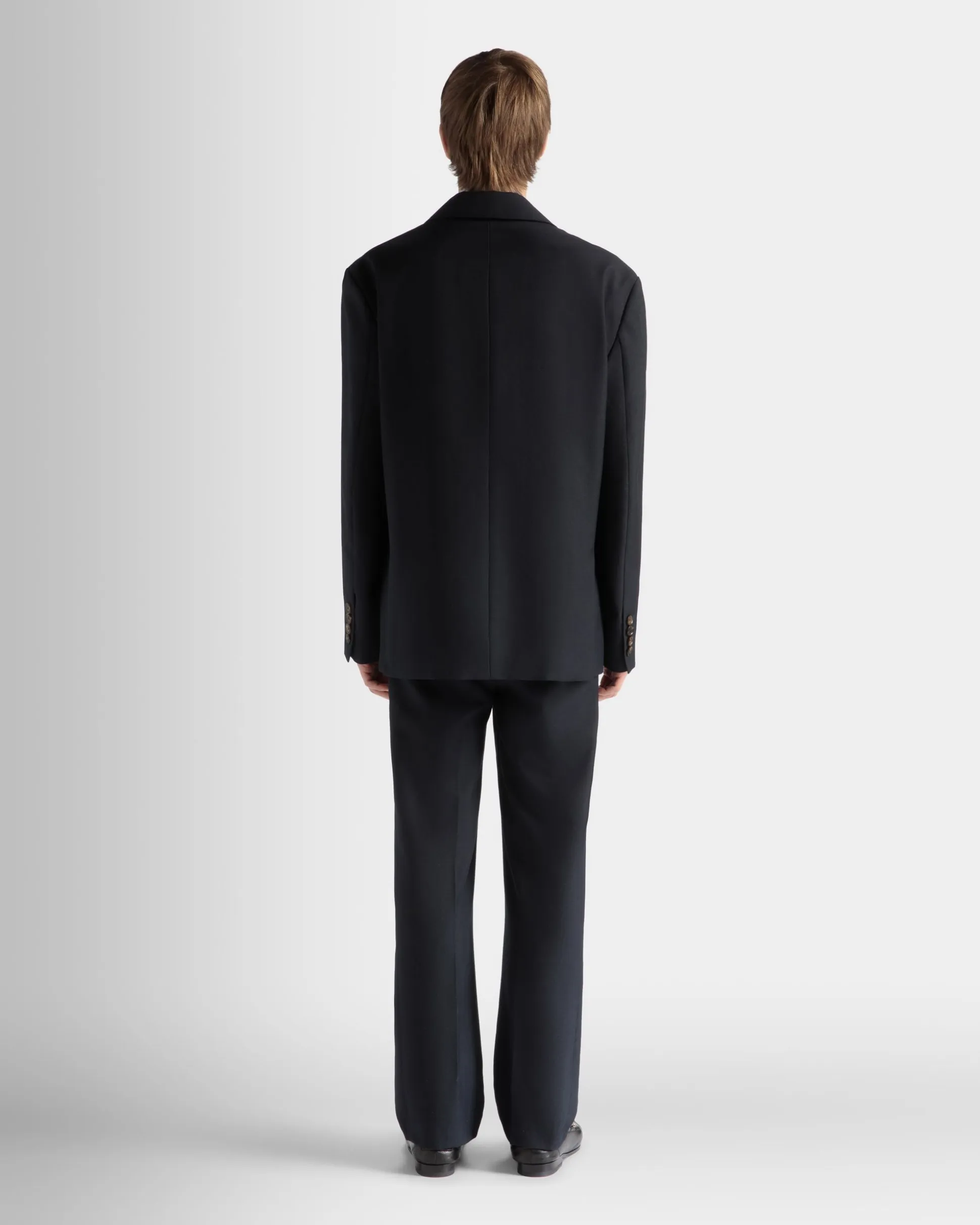 Jacket in Navy Blue Wool Blend