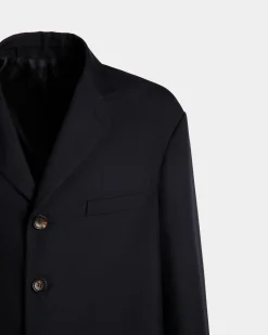 Jacket in Navy Blue Wool Blend