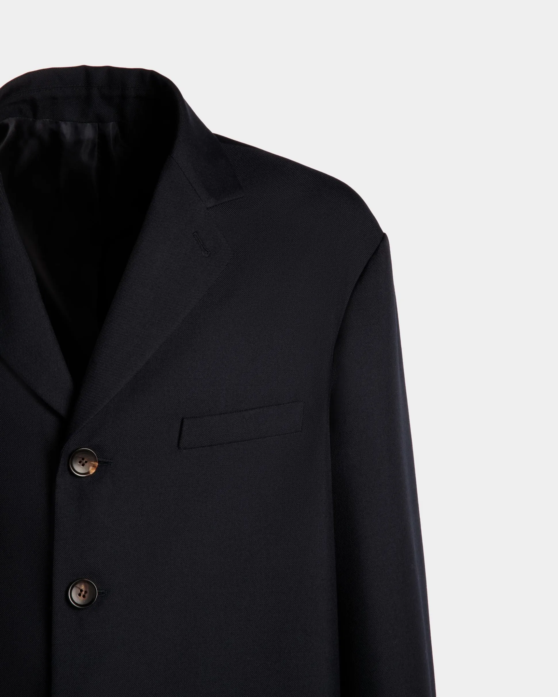 Jacket in Navy Blue Wool Blend