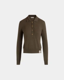 Knit Polo In Military Green Cashmere