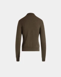 Knit Polo In Military Green Cashmere