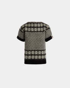 Knit Top In Black And White Mohair And Silk