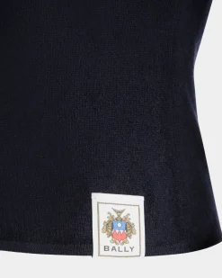 Knit Top In Navy Blue Cashmere
