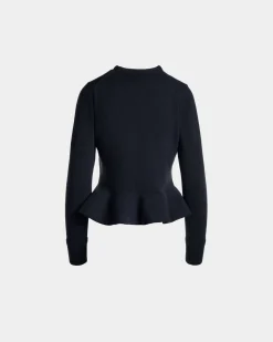 Knit Top In Navy Blue Wool