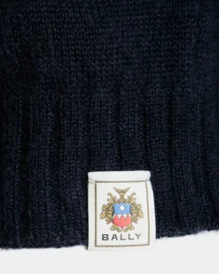 Knit Vest In Navy Blue And Praline Beige Mohair And Silk