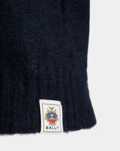 Knit Vest In Navy Blue Mohair And Silk