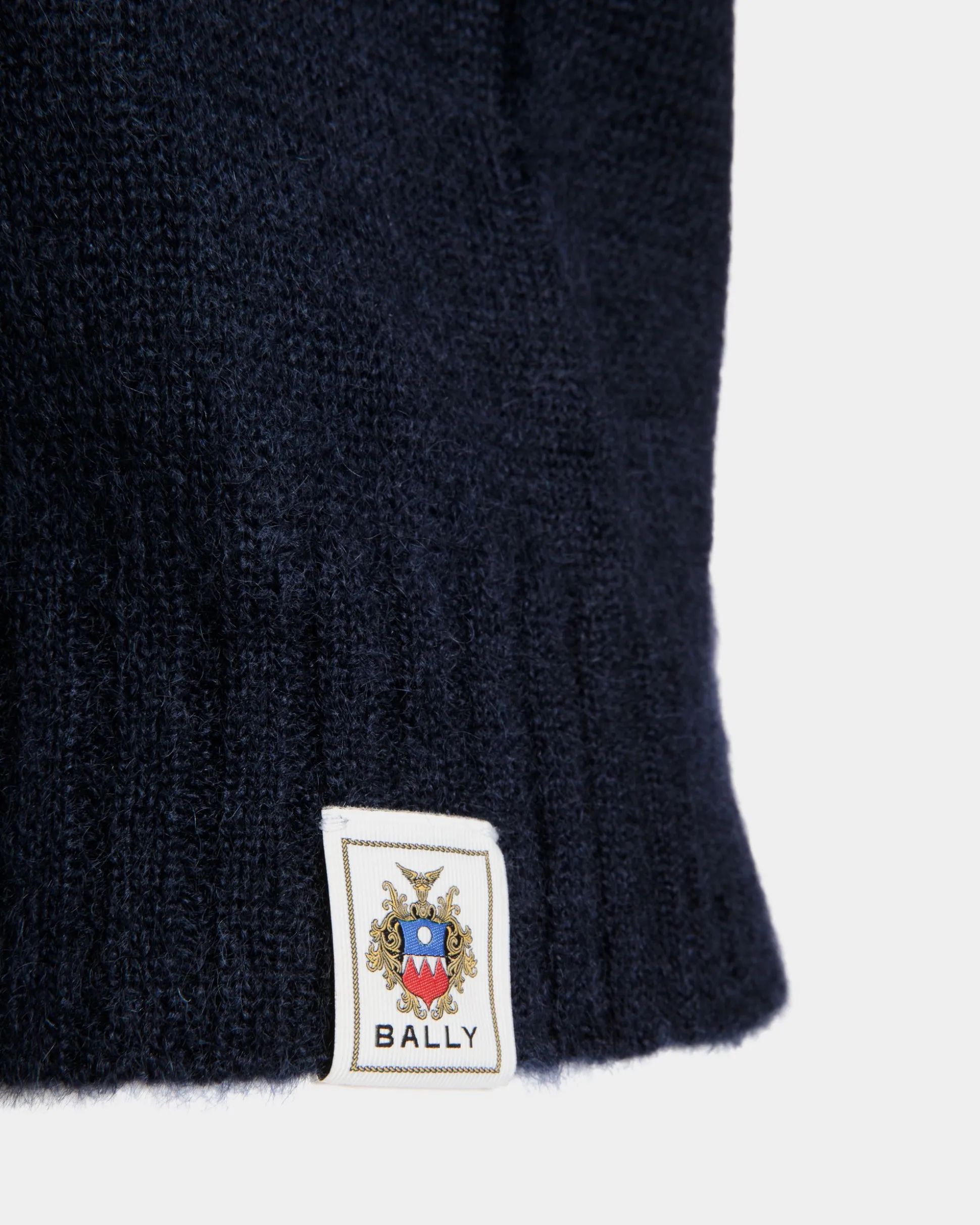 Knit Vest In Navy Blue Mohair And Silk