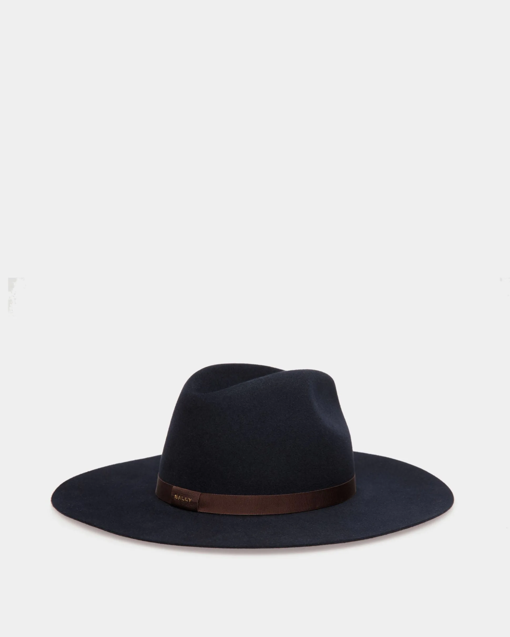 Large Brim Hat In Navy Blue Felt