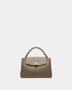 Layka Leather Top Handle Bag In Light Brown