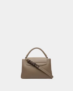 Layka Leather Top Handle Bag In Light Brown