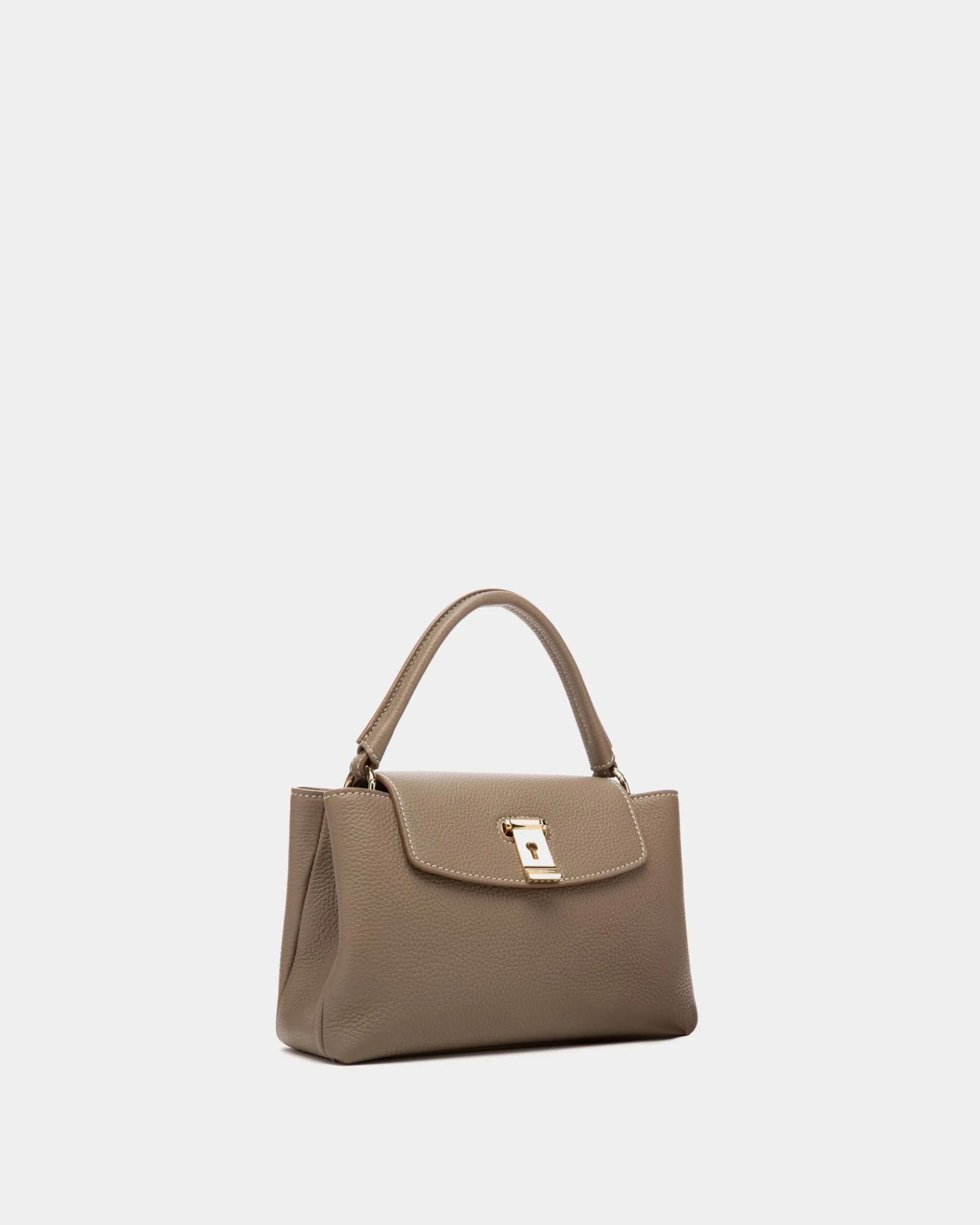 Layka Leather Top Handle Bag In Light Brown