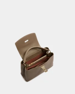 Layka Leather Top Handle Bag In Light Brown