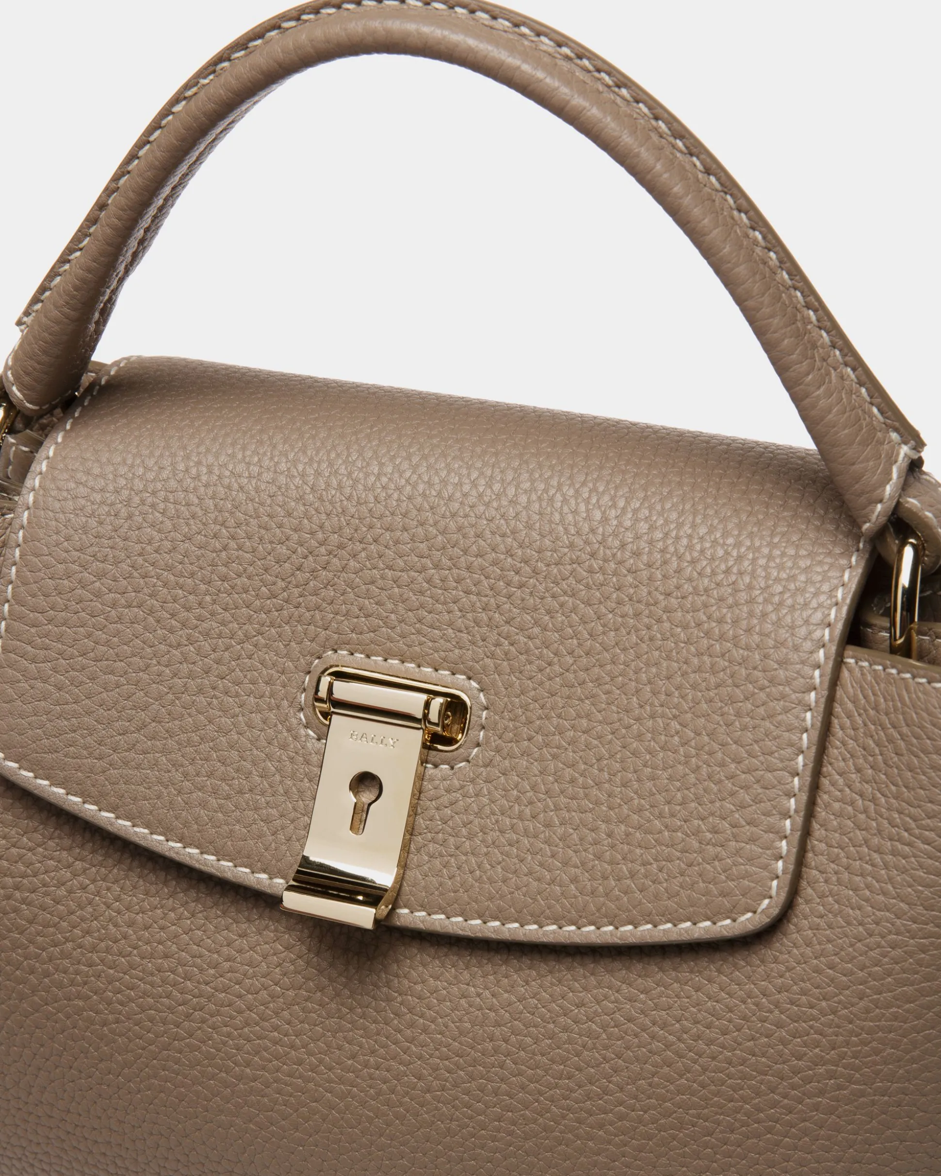 Layka Leather Top Handle Bag In Light Brown