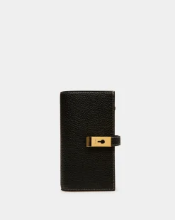 Lock Me French Wallet In Black Leather