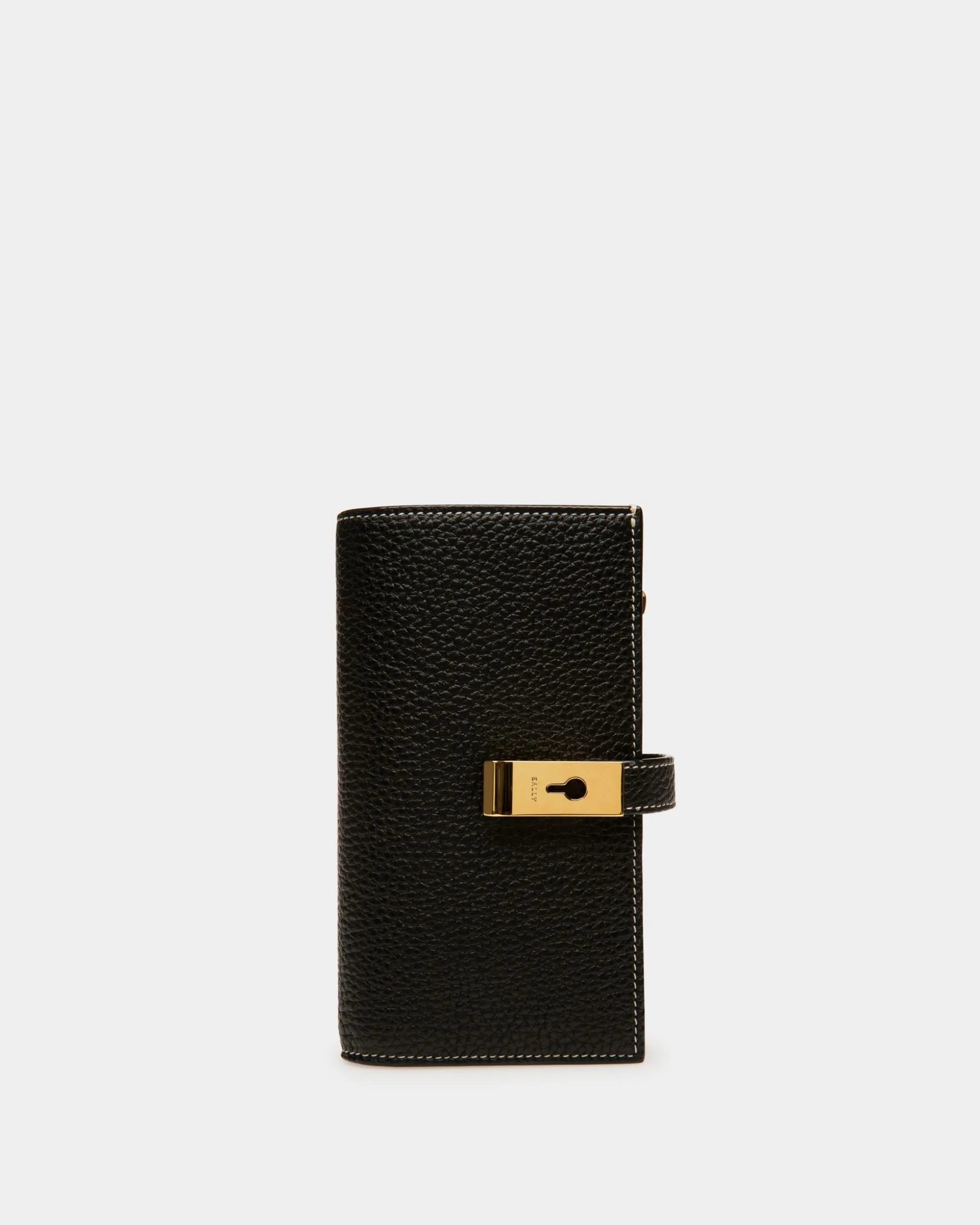 Lock Me French Wallet In Black Leather