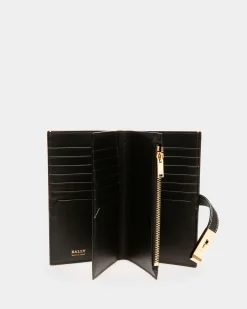 Lock Me French Wallet In Black Leather