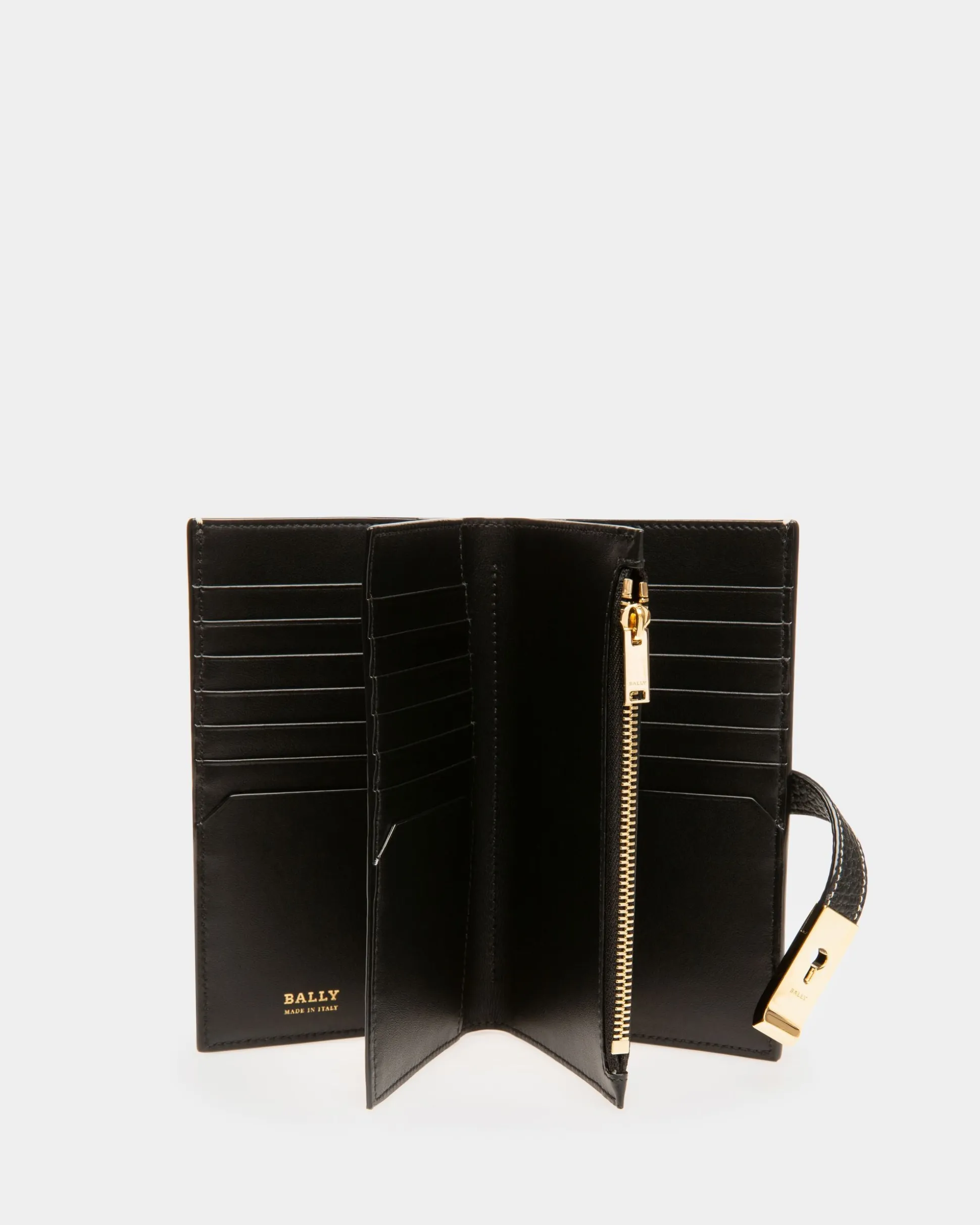 Lock Me French Wallet In Black Leather