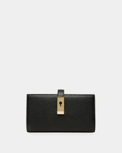 Lock Me Long Wallet In Black Grained Leather