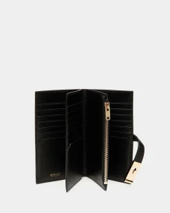 Lock Me Long Wallet In Black Grained Leather