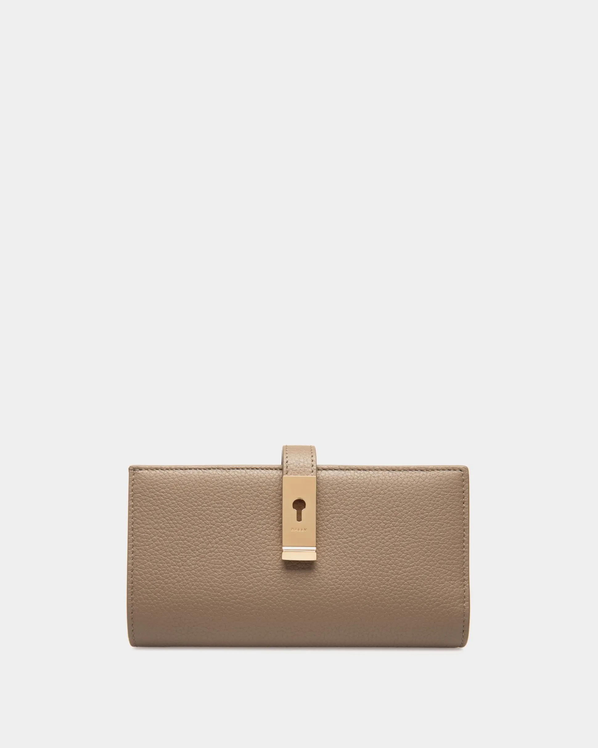 Lock Me Long Wallet In Taupe Grained Leather