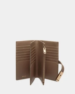Lock Me Long Wallet In Taupe Grained Leather