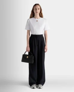 Lock Me Small Top Handle Bag In Black Grained Leather