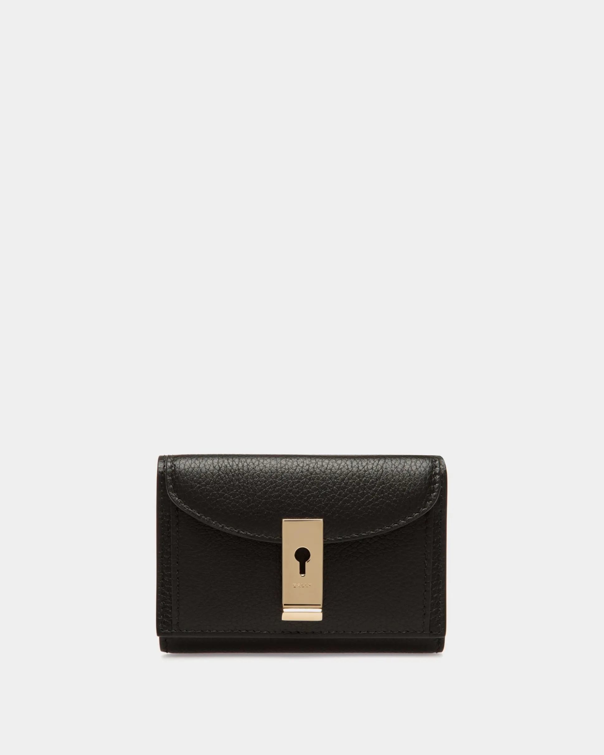 Lock Me Wallet In Black Grained Leather