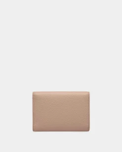 Lock Me Wallet In Nude Grained Leather