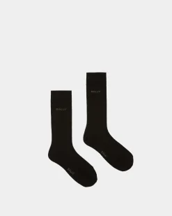 Logo Socks In Black Cotton Mix
