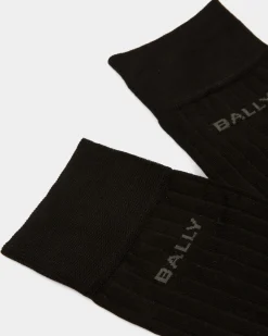 Logo Socks In Black Cotton Mix