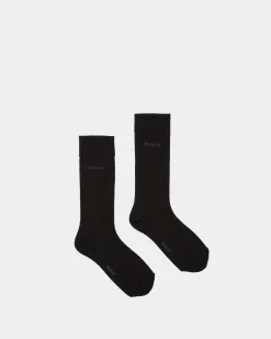 Logo Socks In Ink And Indigo Cotton Mix