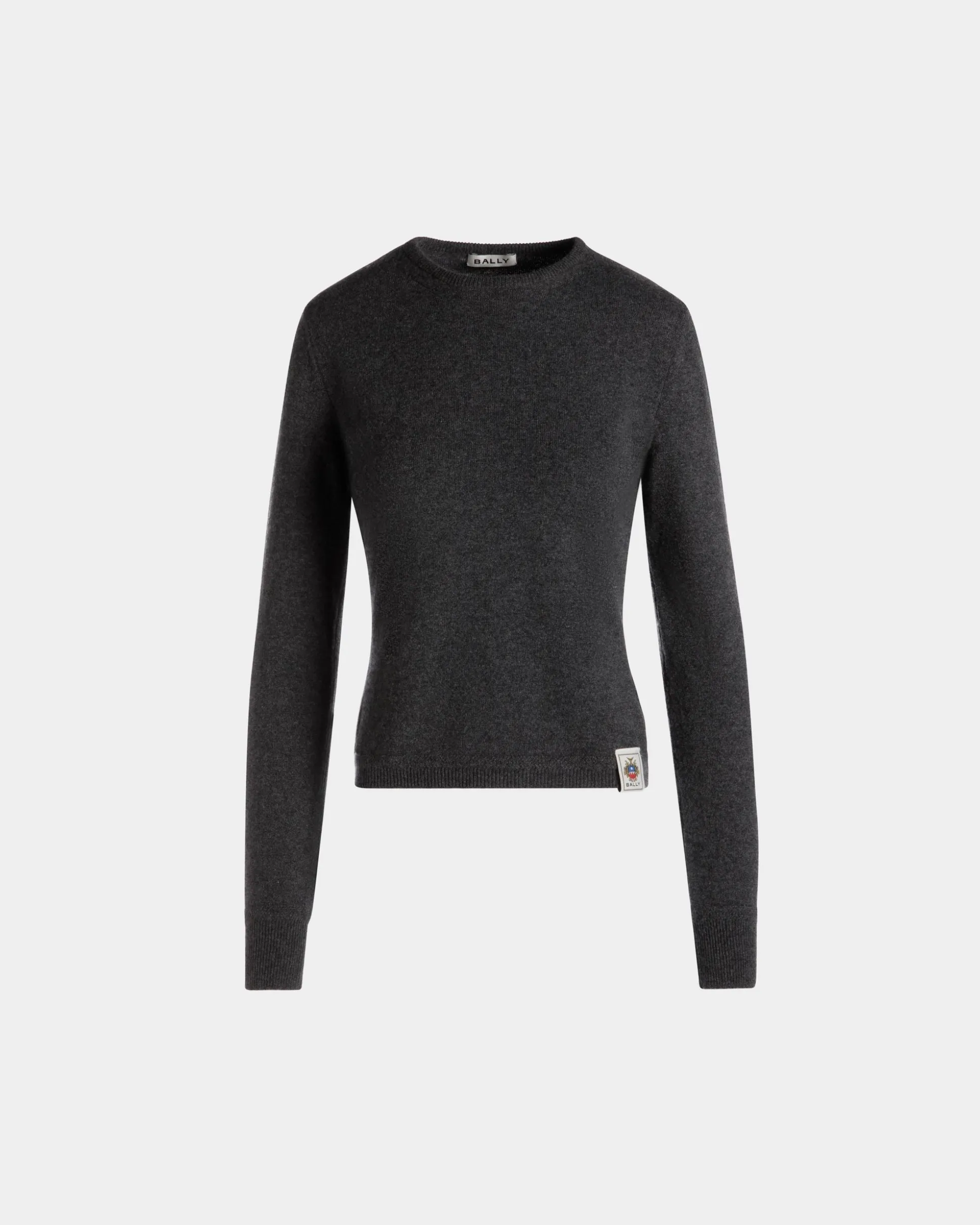 Long Sleeve Knit Top In Dark Grey Cashmere