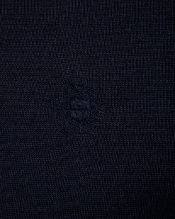 Long Sleeve Polo With Bally Crest Logo in Navy Blue Cashmere Blend