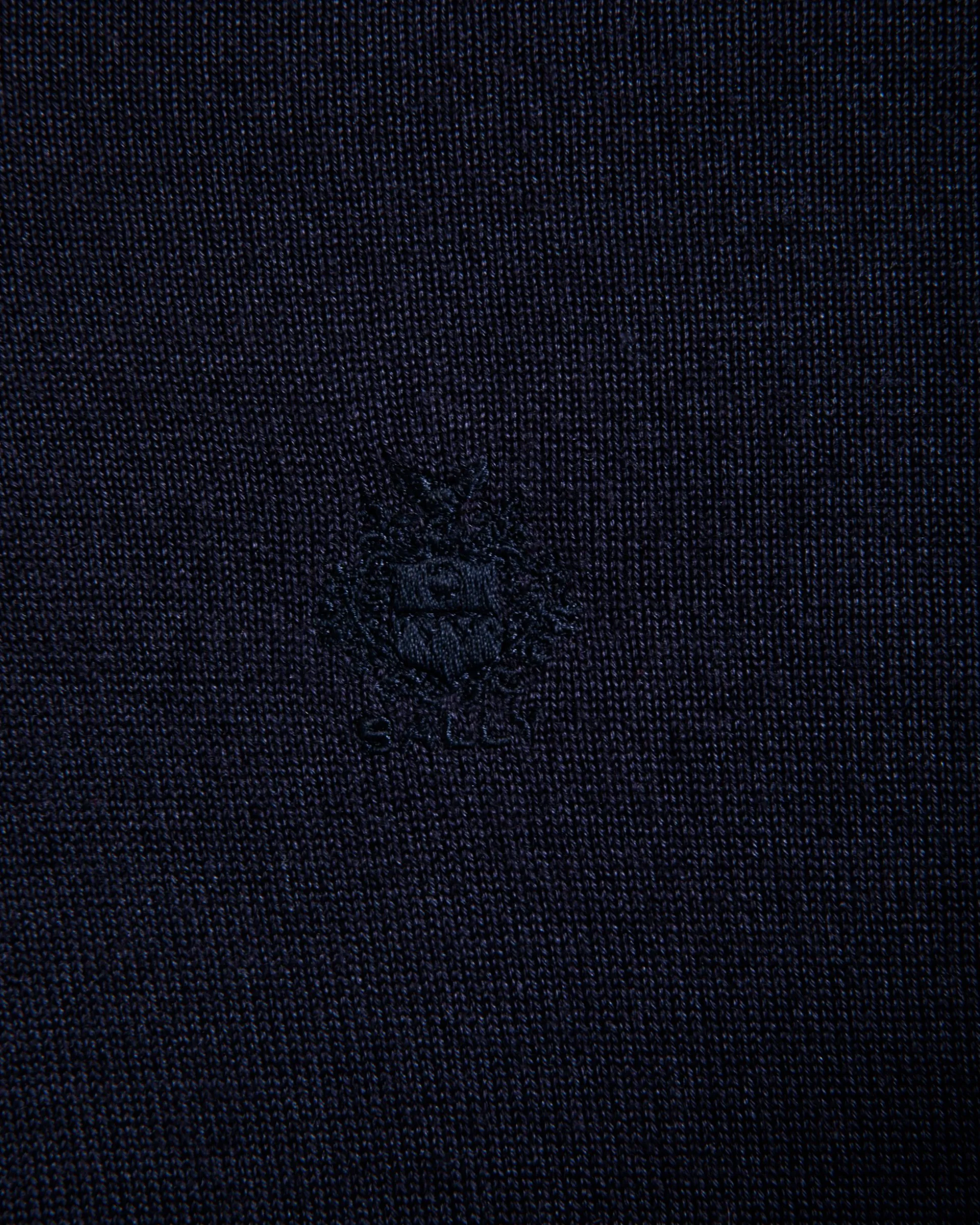Long Sleeve Polo With Bally Crest Logo in Navy Blue Cashmere Blend